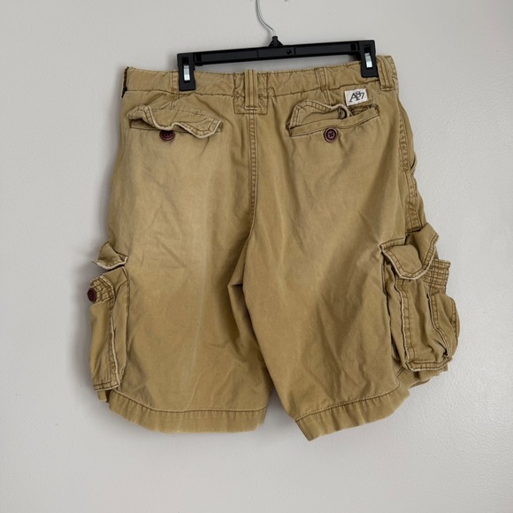 Y2K Aeropostale Authentic Cargo Shorts Mens 32 Khaki Baggy Multi Pocket - Picture 2 of 6